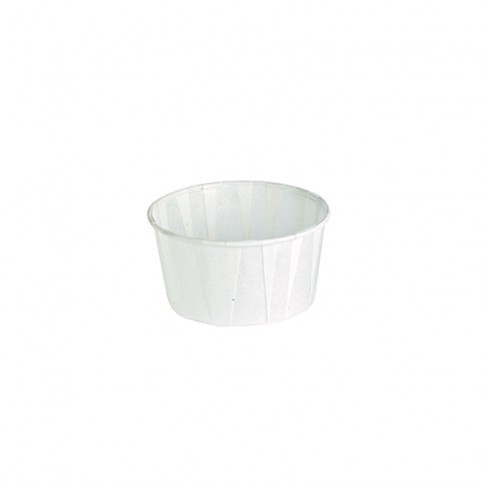 Contenitore in carta bianca a pieghe, con scatola dispenser 120ml Ø75mm  H65mm