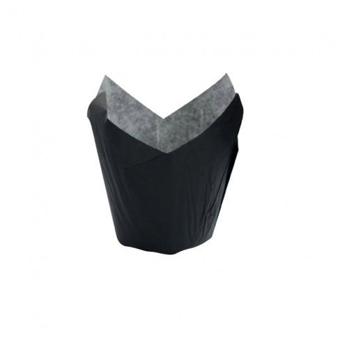 Pirottino da forno a forma di tulipano in carta nera siliconata  H90mm