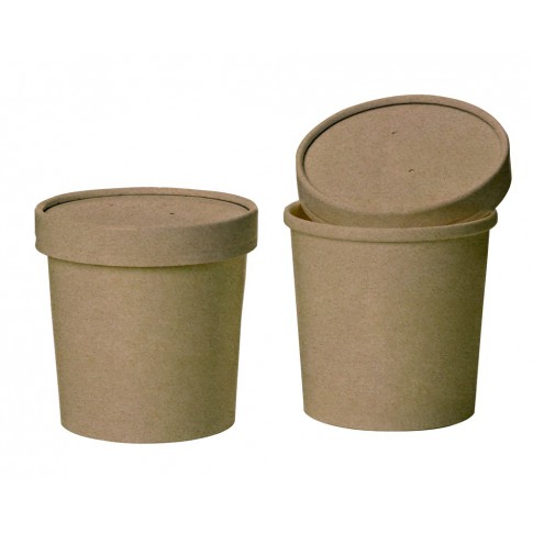 Contenitore da zuppa marrone kraft 360ml Ø90mm  H73mm