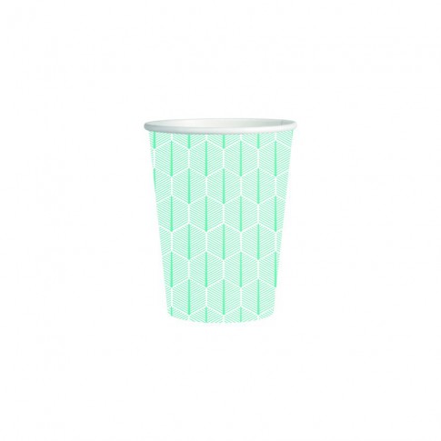 Bicchiere cartone bianco Leaf con decoro (PAP20)  H137mm 470ml