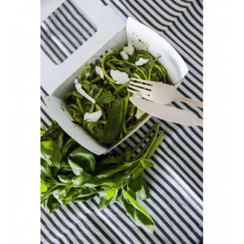 Scatola per insalata in cartone kraft con doppia finestra 150x135mm H65mm 1100ml