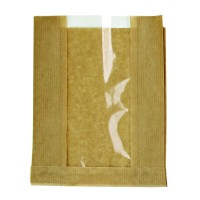 Sacchetto in carta scura kraft, con finestra  280x70mm H180mm