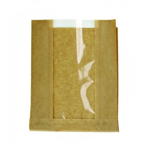 Sacchetto in carta scura kraft, con finestra  280x70mm H180mm