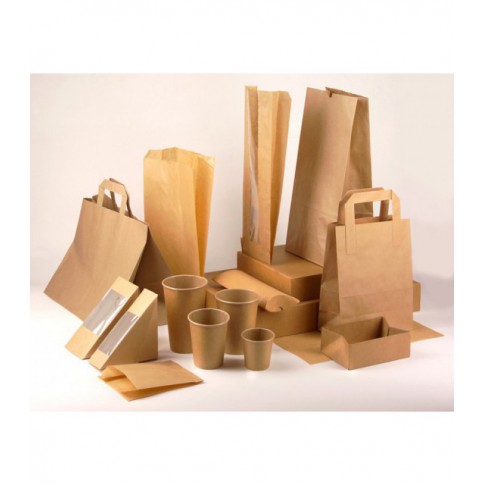 Sacchetto in carta scura kraft, con finestra  220x60mm H140mm