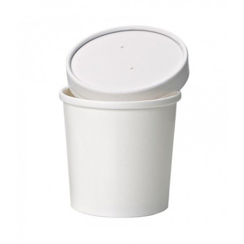 Contenitore in cartone bianco per alimenti caldi e freddi 350ml Ø90mm  H85mm