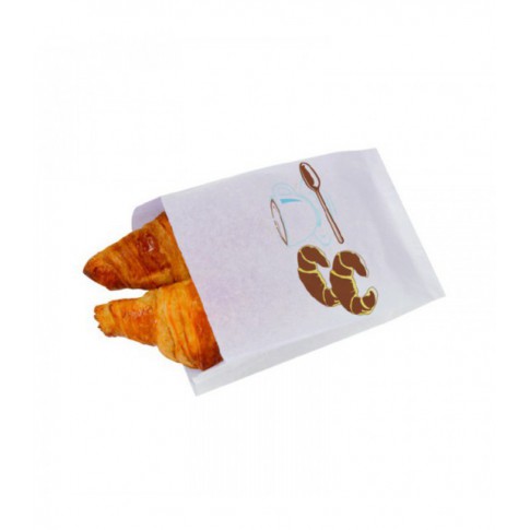 Sacchetto multiuso in carta bianca, decorazione croissant  180x280mm H80mm