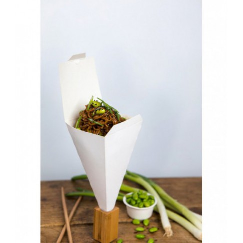 Cono da Snack richiudibile in cartone bianco   90x90mm H190mm