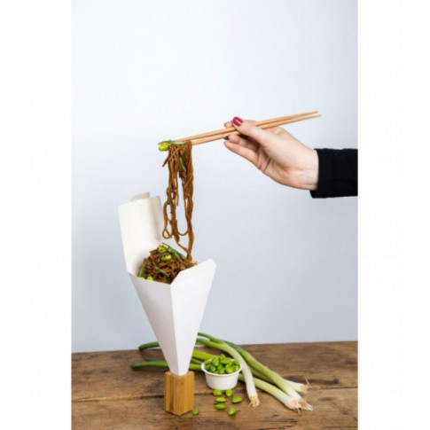 Cono da Snack richiudibile in cartone bianco   90x90mm H190mm
