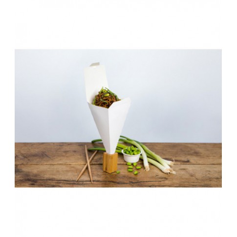 Cono da Snack richiudibile in cartone bianco   90x90mm H190mm