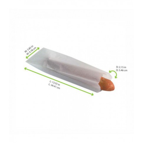 Sacchetto per panino in carta bianca  100x40mm H340mm