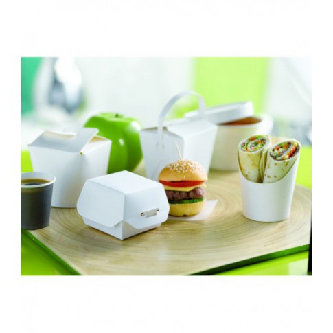 Contenitore tondo in cartone bianco, chiusura a intagli 450ml Ø83mm  H100mm