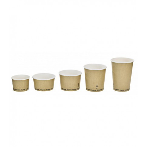 Contenitore da zuppa in cartone bianco biodegradabile, decorazione "Nature" 450ml Ø114mm  H80mm