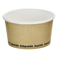 Contenitore da zuppa in cartone bianco biodegradabile, decorazione "Nature" 340ml Ø114mm  H63mm