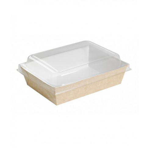 Cestino per insalata in cartone laminato kraft, interno bianco 220x170mm H40mm 850ml