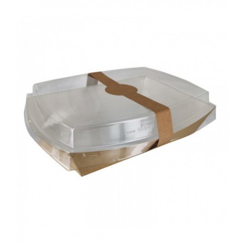 Cestino per insalata in cartone laminato kraft, interno bianco 220x170mm H40mm 850ml