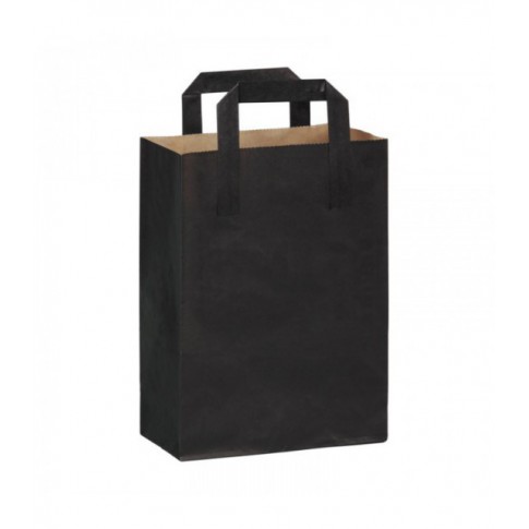 Borsa shopping in carta kraft riciclata scura, stampa nera 200x100mm H280mm