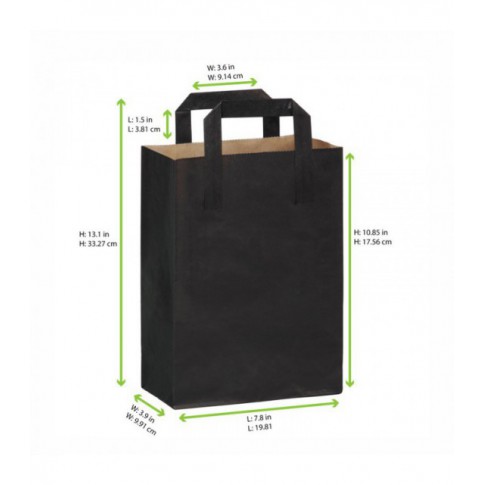 Borsa shopping in carta kraft riciclata scura, stampa nera 200x100mm H280mm