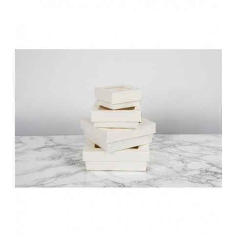 Scatola "Kray" in cartone bianco con coperchio a finestra 205x205mm H40mm 1450ml