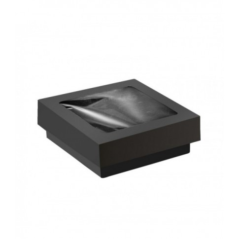 Scatola "Kray" quadrata in cartone nero, con coperchio a finestra  115x115mm H40mm