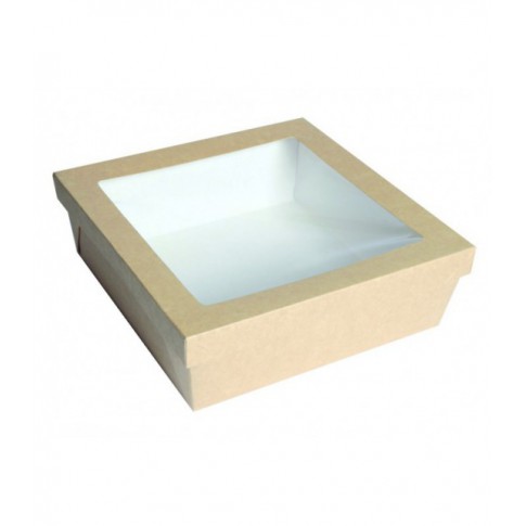 Scatola "Kray" in cartone kraft con coperchio a finestra 245x245mm H80mm 4 200ml
