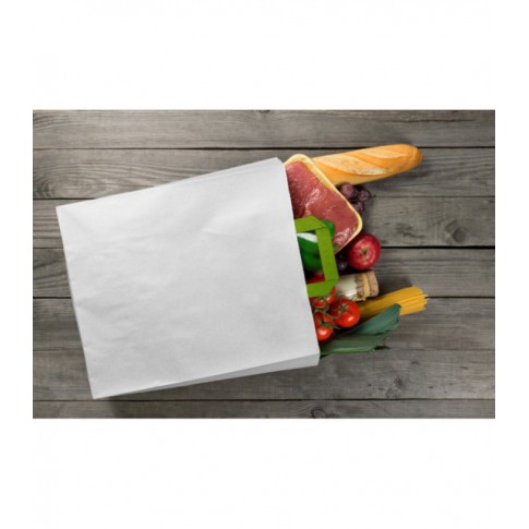 Shopper in carta bianca e manici verdi 260x170mm H280mm