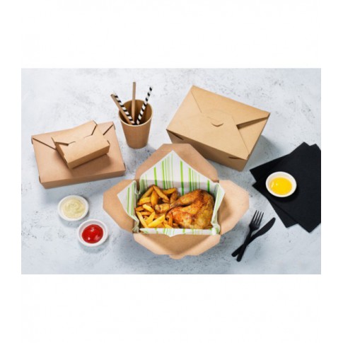 Scatola da pasto in cartone kraft laminato PE 2 300ml 215x160mm H90mm