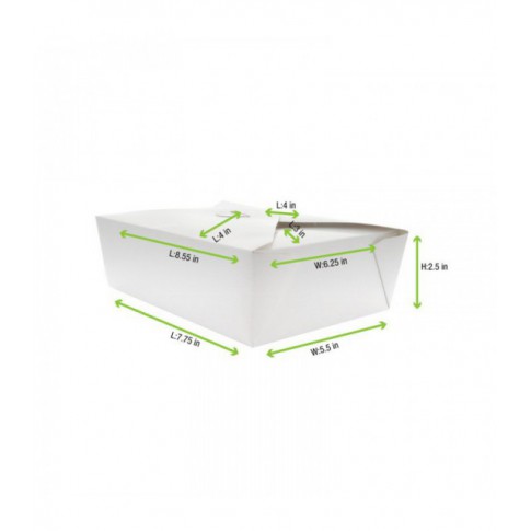 Scatola da pasto in cartone bianco 1 500ml 215x165mm H65mm