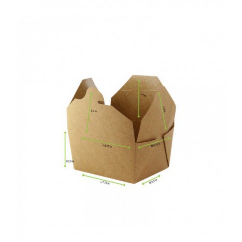 Scatola da pasto in cartone kraft laminato PE 1 500ml 212x160mm H64mm