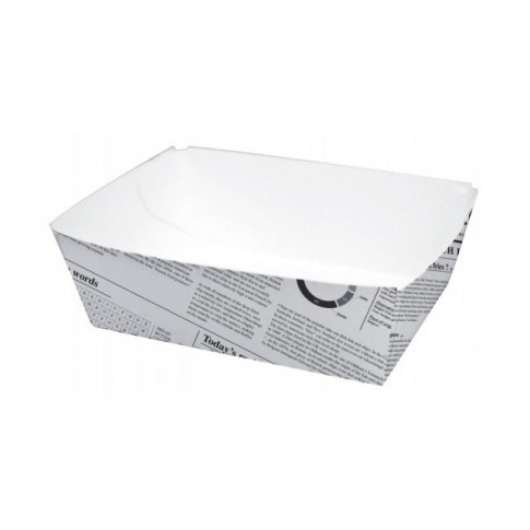 Vaschetta in cartone, decorazione stampa giornale 440ml 110x80mm H40mm