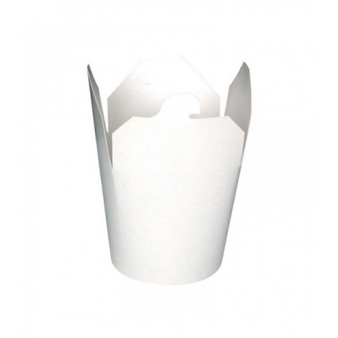 Contenitore a base tonda in cartone bianco, chiusura a incastro 450ml Ø80mm  H93mm