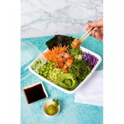 Insalatiera quadrata in polpa di canna da zucchero 195x195mm H45mm 750ml
