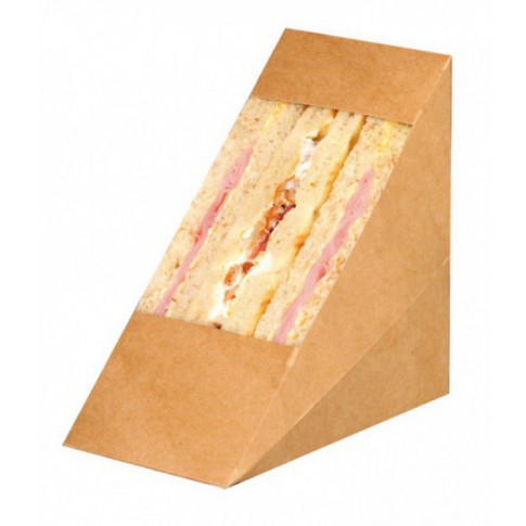 Porta tramezzino triplo kraft con finestra 72x123mm H123mm