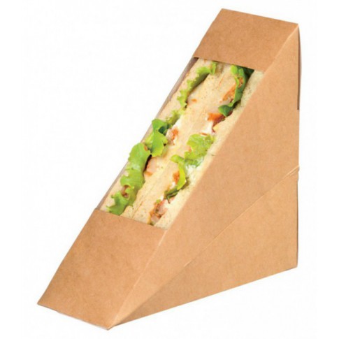 Porta tramezzino doppio kraft con finestra 52x123mm H123mm