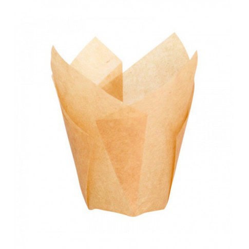 Pirottino da forno a forma di tulipano in carta scura siliconata  H60mm