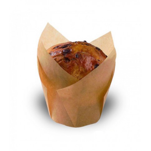 Pirottino da forno a forma di tulipano in carta scura siliconata  H60mm