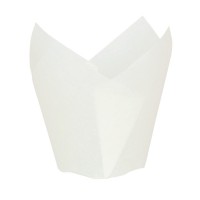 Pirofila a forma di tulipano in carta siliconata bianca 11x11x6cm