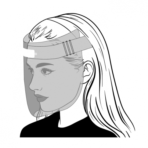 Maschera con visiera in PET 398x270mm