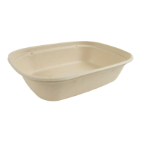 Vaschetta in polpa di canna da zucchero scura con lamina in PLA 220x170mm H53mm 850ml