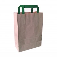 Borsa in carta kraft con manici verdi 200x100mm H290mm