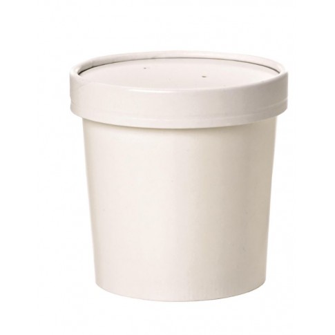 Contenitore in cartone bianco per alimenti caldi e freddi, con coperchio  H140mm 960ml