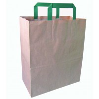 Shopper in carta kraft e manici verdi 320x170mm H340mm