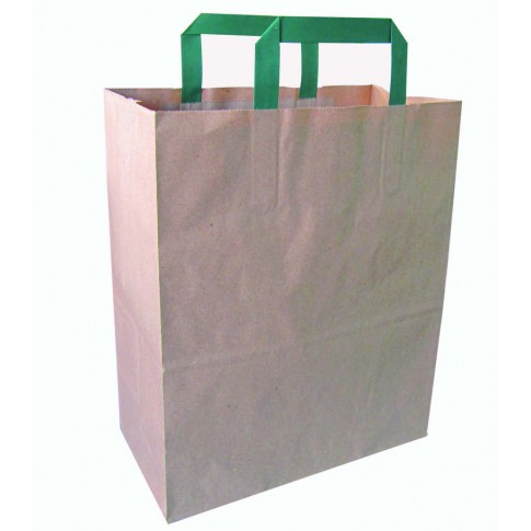 Shopper in carta kraft e manici verdi 320x170mm H340mm