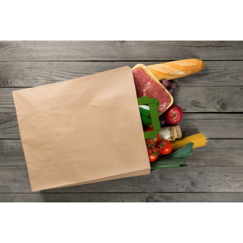 Shopper in carta kraft e manici verdi 320x170mm H340mm