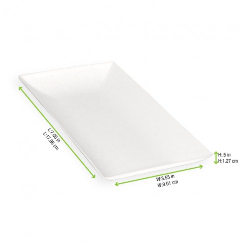 Piatto "BioNChic" in polpa di canna da zucchero  180x90mm
