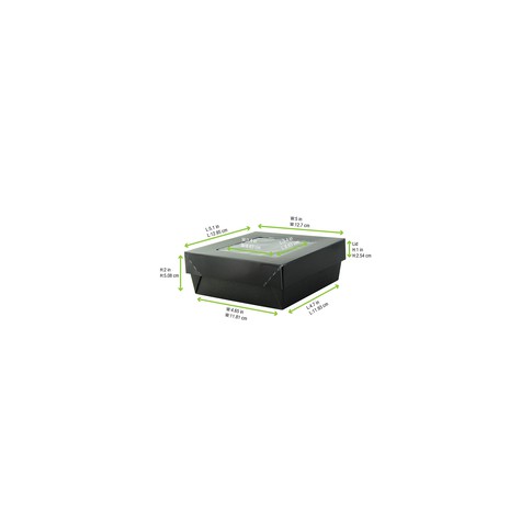 Scatola "Kray" in cartone nero con coperchio a finestra, per cottura in forno 135x135mm H50mm 700ml