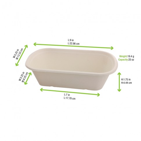 Vaschetta in polpa di canna da zucchero scura 229x134mm H44mm 750ml