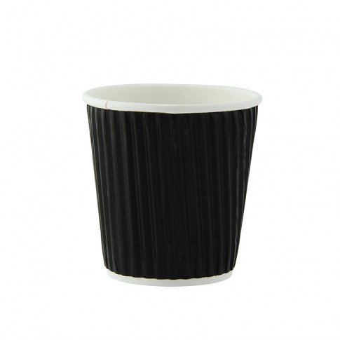 Bicchiere in cartone nero "Rippley" doppio strato  H62mm 120ml