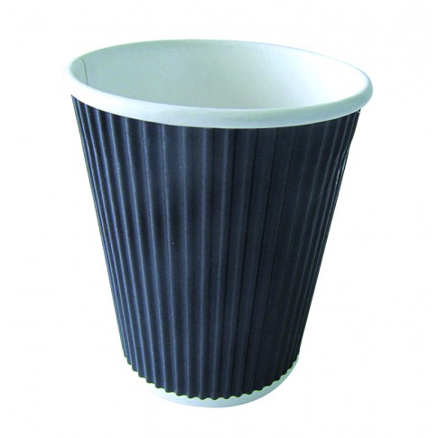 Bicchiere cartone nero doppia parete increspata (PAP20)  H92mm 230ml