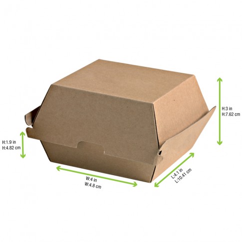 Scatola per hamburger in cartone kraft rinforzato 145x130mm H78mm