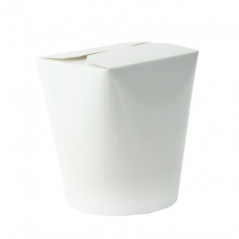 Contenitore a base tonda in cartone bianco stile orientale, chiusura a incastro  H95mm 550ml